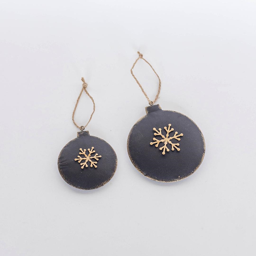 FP-HUS-674 Set Of 2 Ball Shape With Snowflake Pattern Ornaments