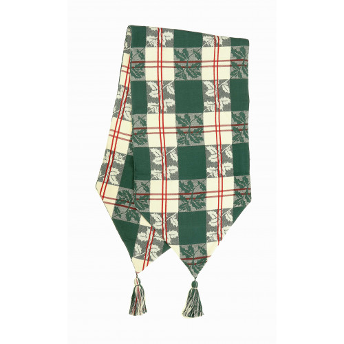 13 x 72 in. Ribbed Table Runner with Tassels, Holly