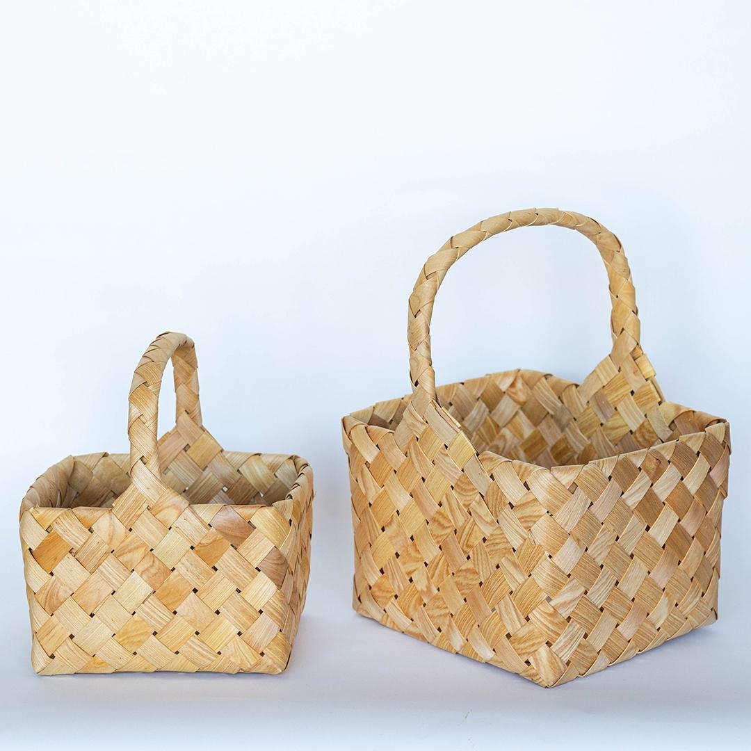 FP-MAC-180 Set Of 2 Woven With Long Handles Baskets