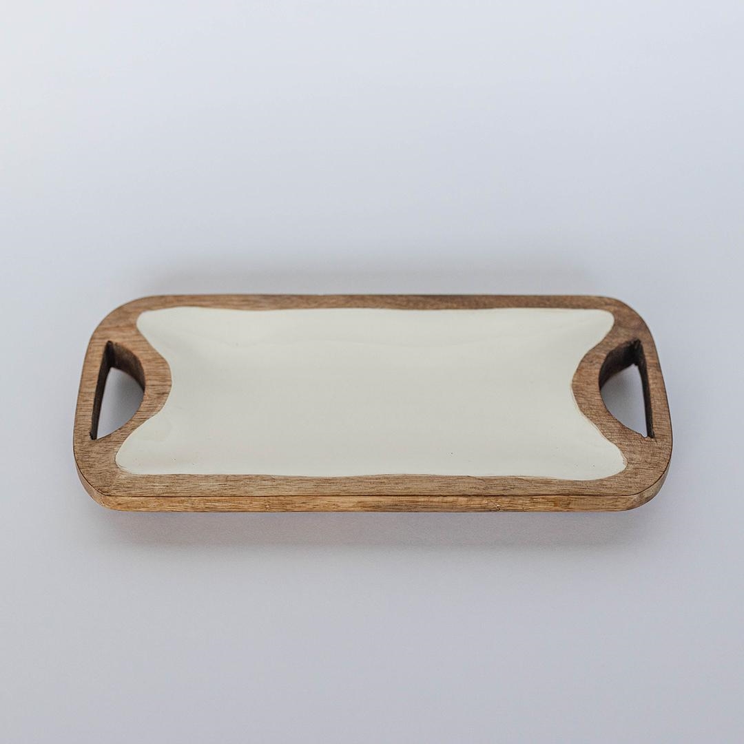 FP-ULCR-018-W White And Brown With Handles Tray