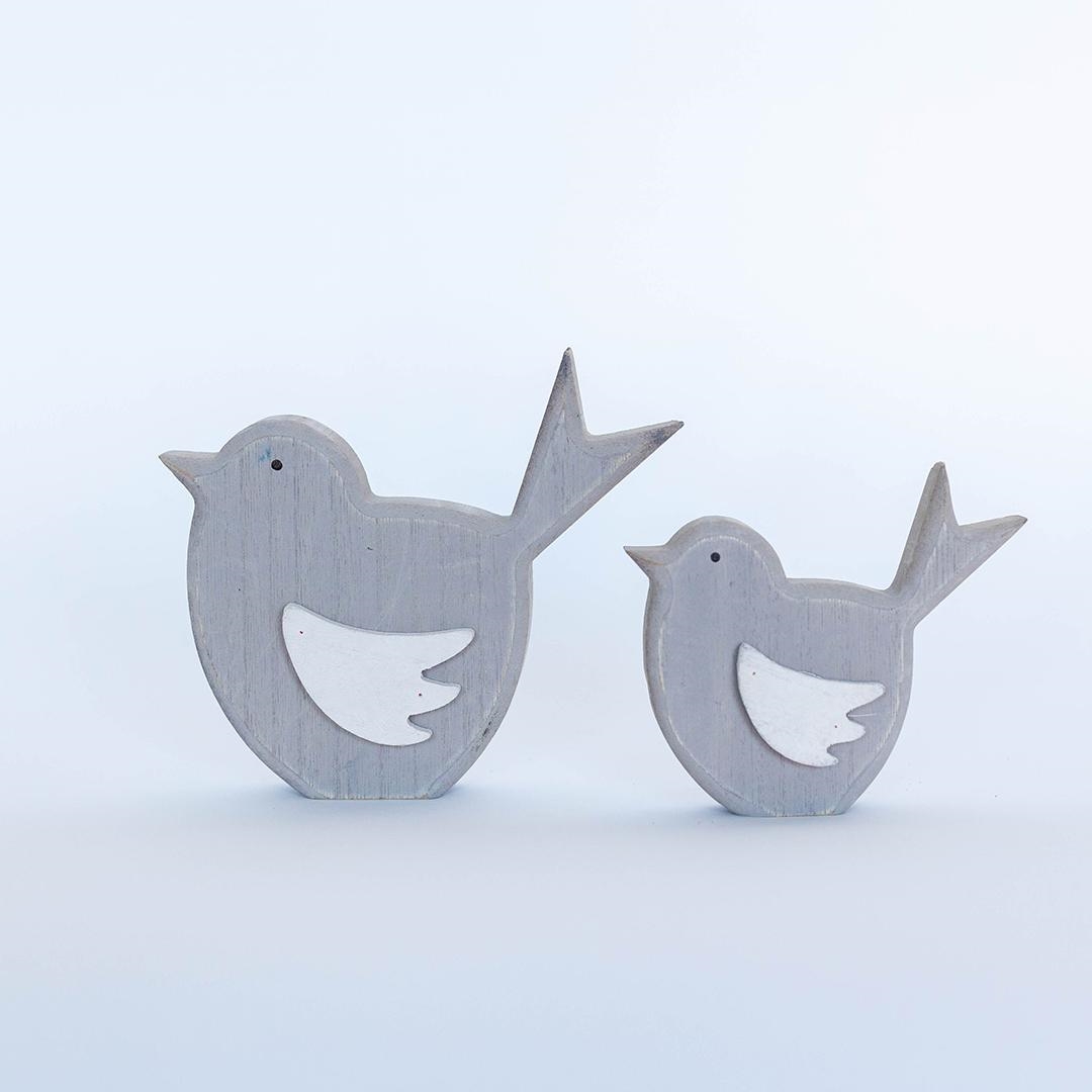 FP-HUS-568 Set Of 2 Sitting Birds With White Wings Figurines