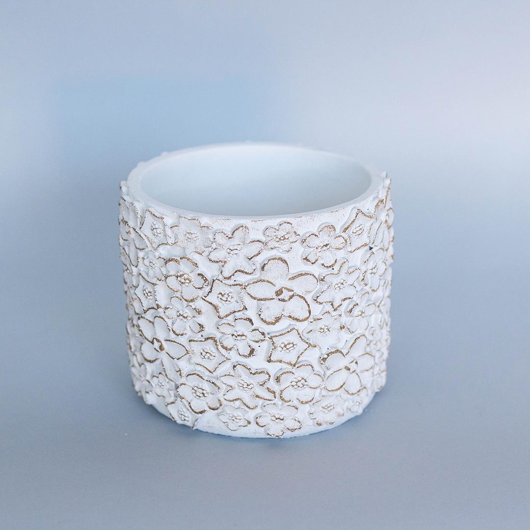 FP-CNP-426 Textured Flowers Pattern Flower Pot Planter