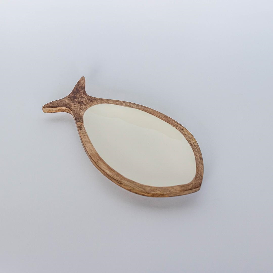 FP-ULCR-006-W Fish Shaped Wooden Tray
