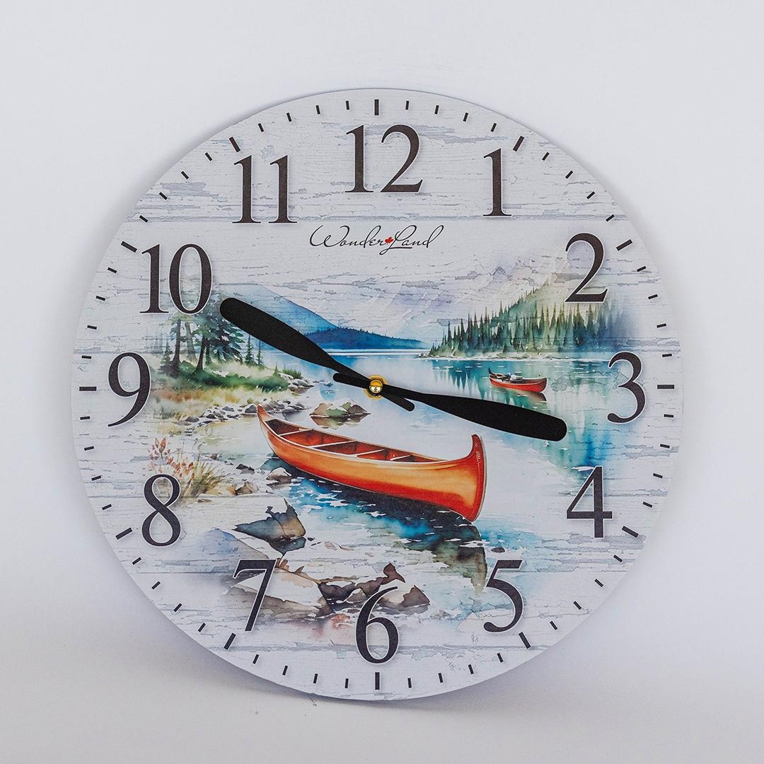 FP-MIN-475 Canoes On The Lake Wall Clock