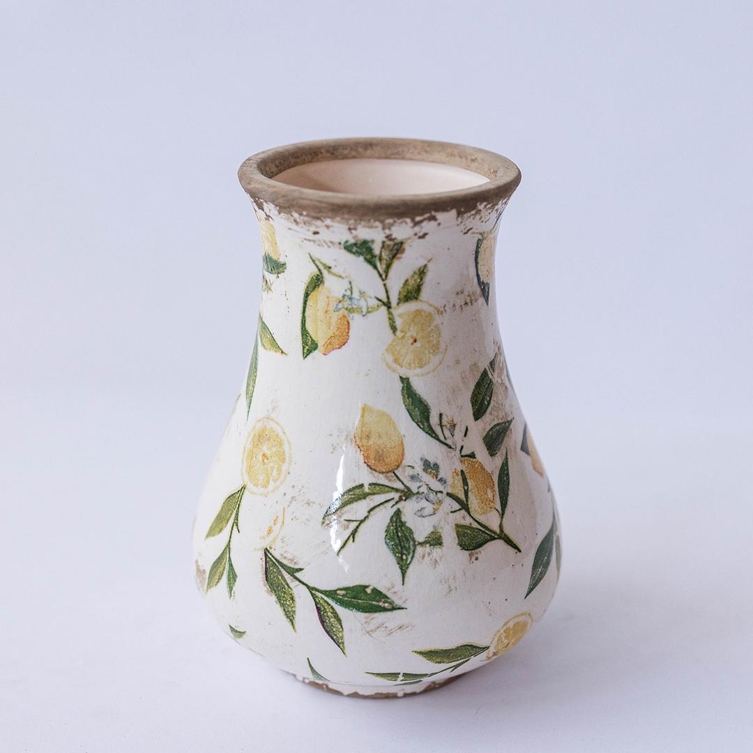 FP-ECX-182 Lemons And Leaves Rustic Look Vase