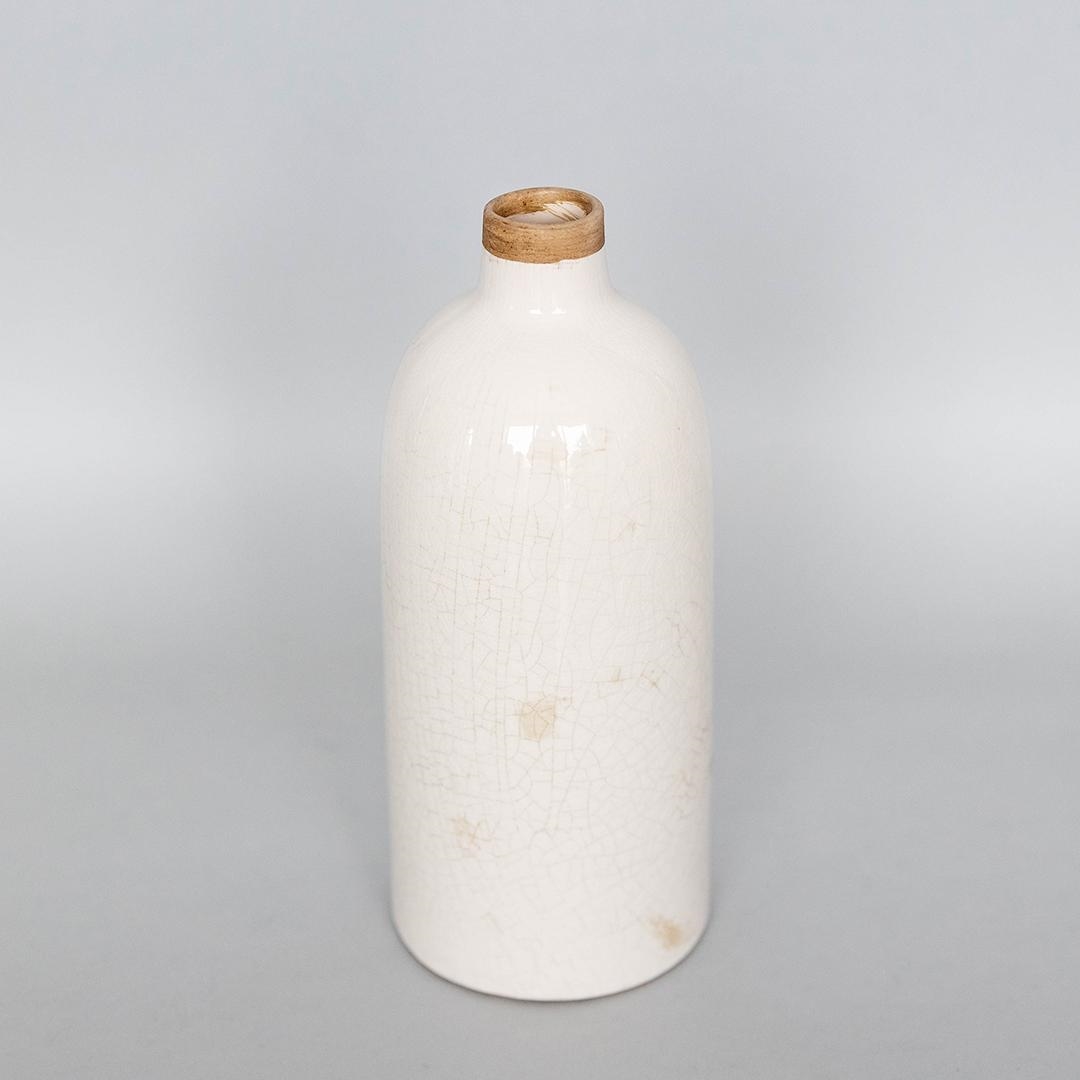 FP-ECX-193-Wt Crackle Glazed Look Bottle Shaped Vase