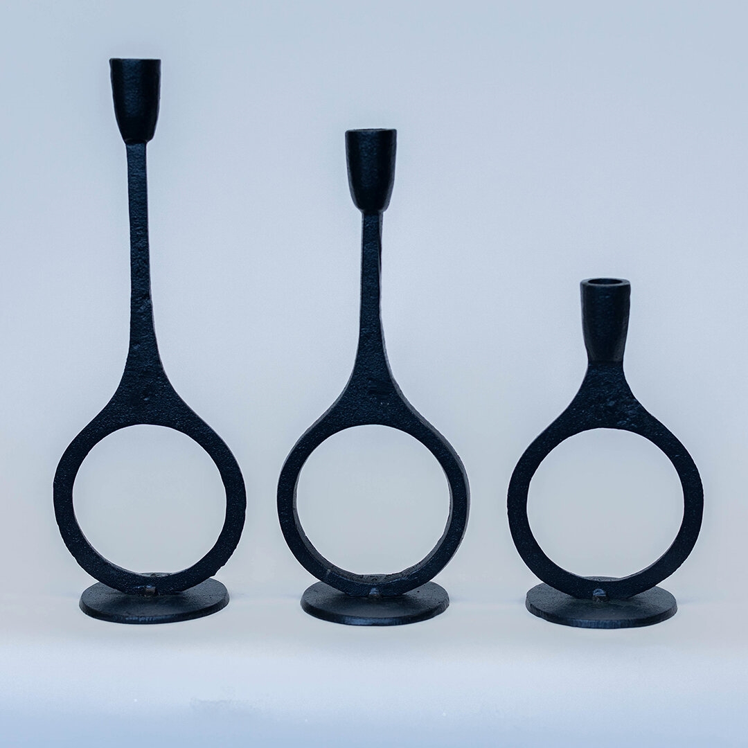 FP-KIN-310 Set Of 3 Wine Bottle Silhouette Shaped Taper Candle Holder
