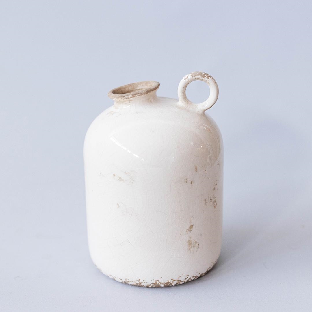 FP-ECX-179 Antique Look Offset Opening With Round Handle Vase