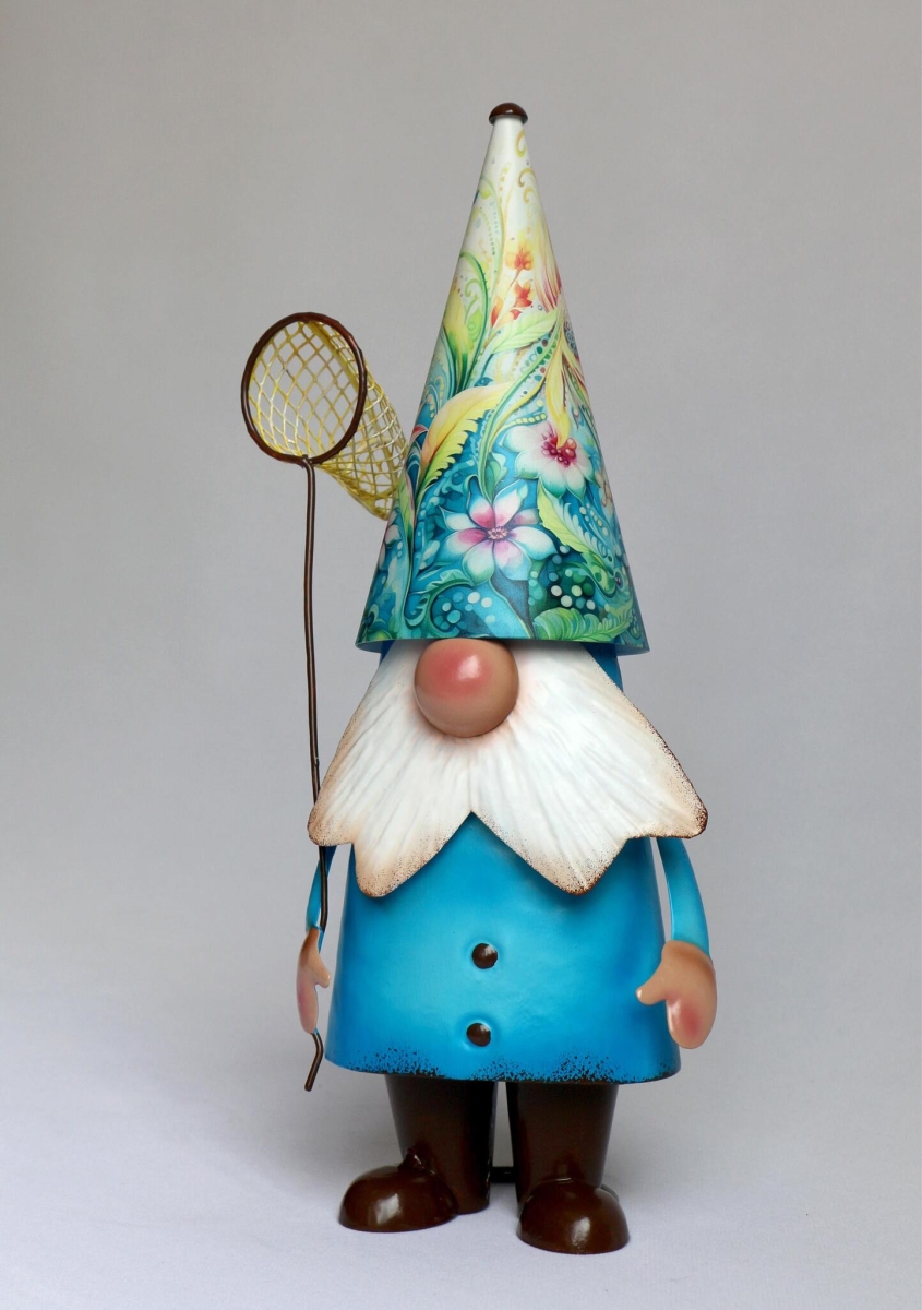 AI-GG9642 Gnome Holding A Butterfly Net Garden Sculpture