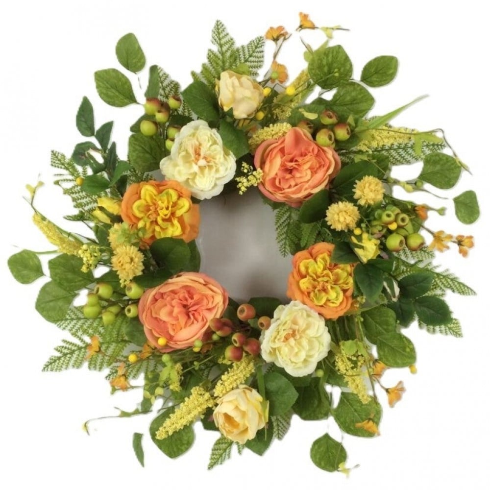AI-FL7205 Hydrangeas And Buttercups With Berries Wreath