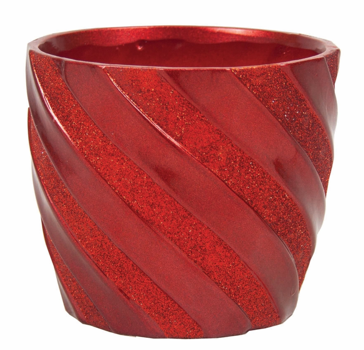 AI-CE00GSR Metallic Red With Glitter Stripes Planter