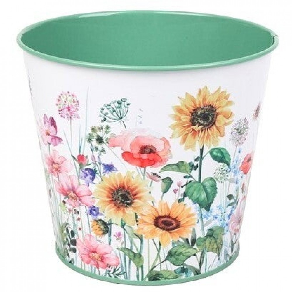 AI-GA3510-4036 Sunflower Serenade Printed Metal Planter