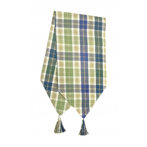13 x 54 in. Ribbed Table Runner with Tassels, Sea Queen
