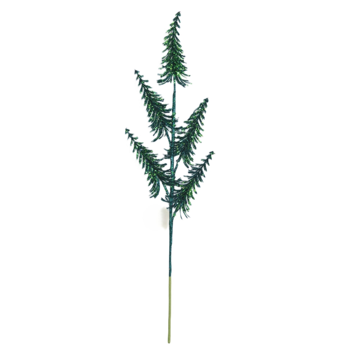 AI-FL7232 Emerald Green Glitter Pine Tree Spray Pick
