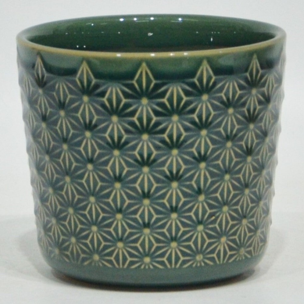 AI-CE05-319 Teal Floral Patterned Planter