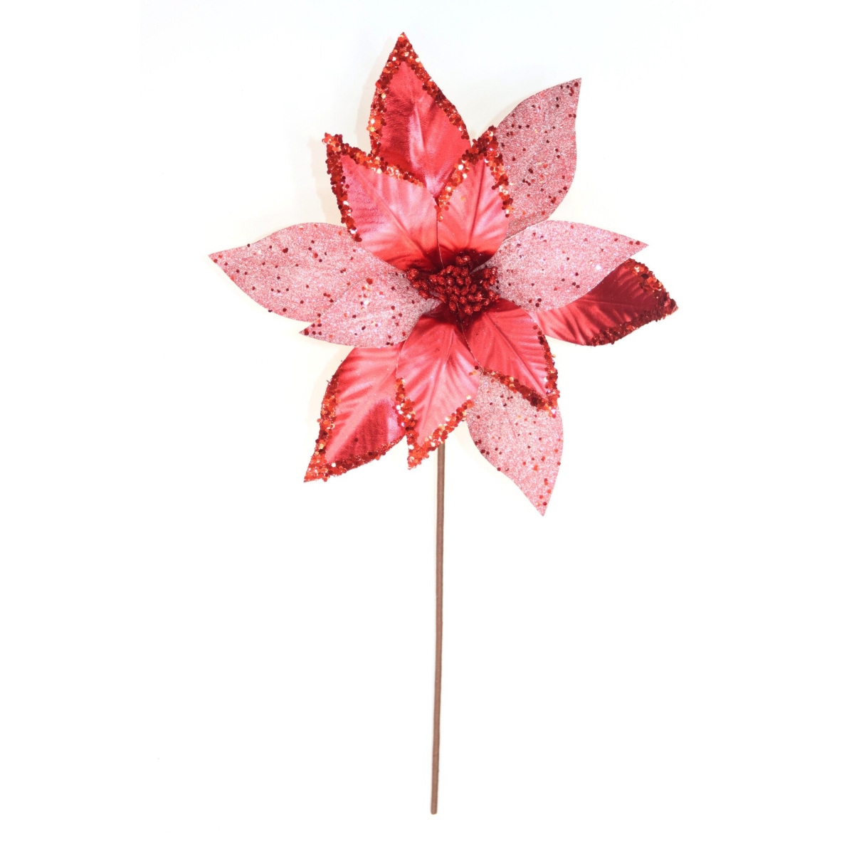 AI-FL7230RED Metallic Red Poinsettia Pick