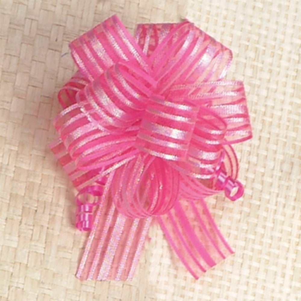 AI-BPF7230FUC Set Of 20 5in(s)D Irridescent Fuchsia Striped Pull Bow