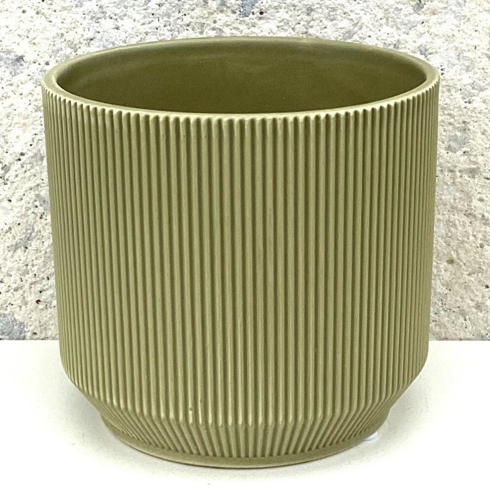 AI-CE00-332 Matte Green Ribbed Planter