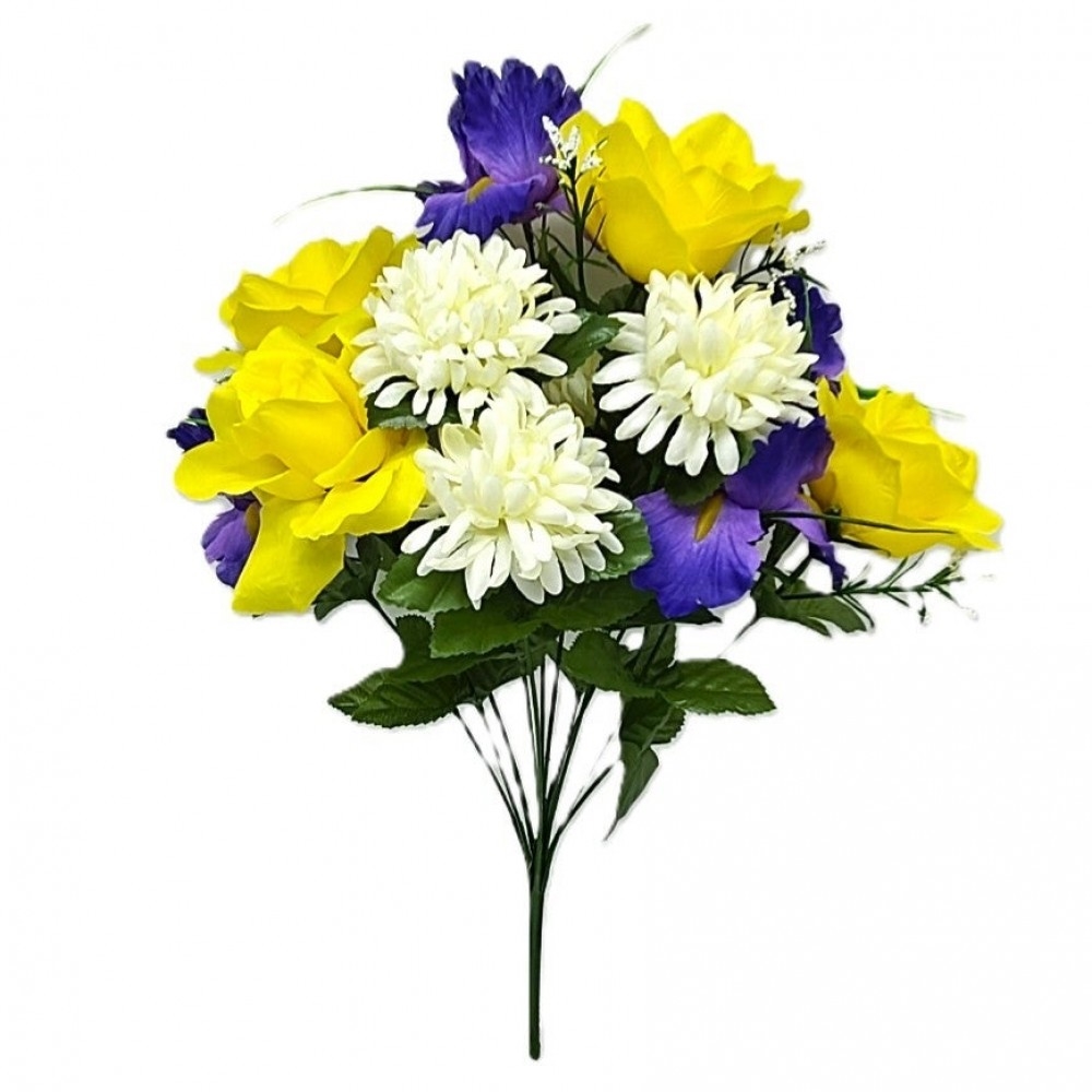 AI-FL7181 Mixed Roses- Iris- Mums And Greenery Artificial Flowers