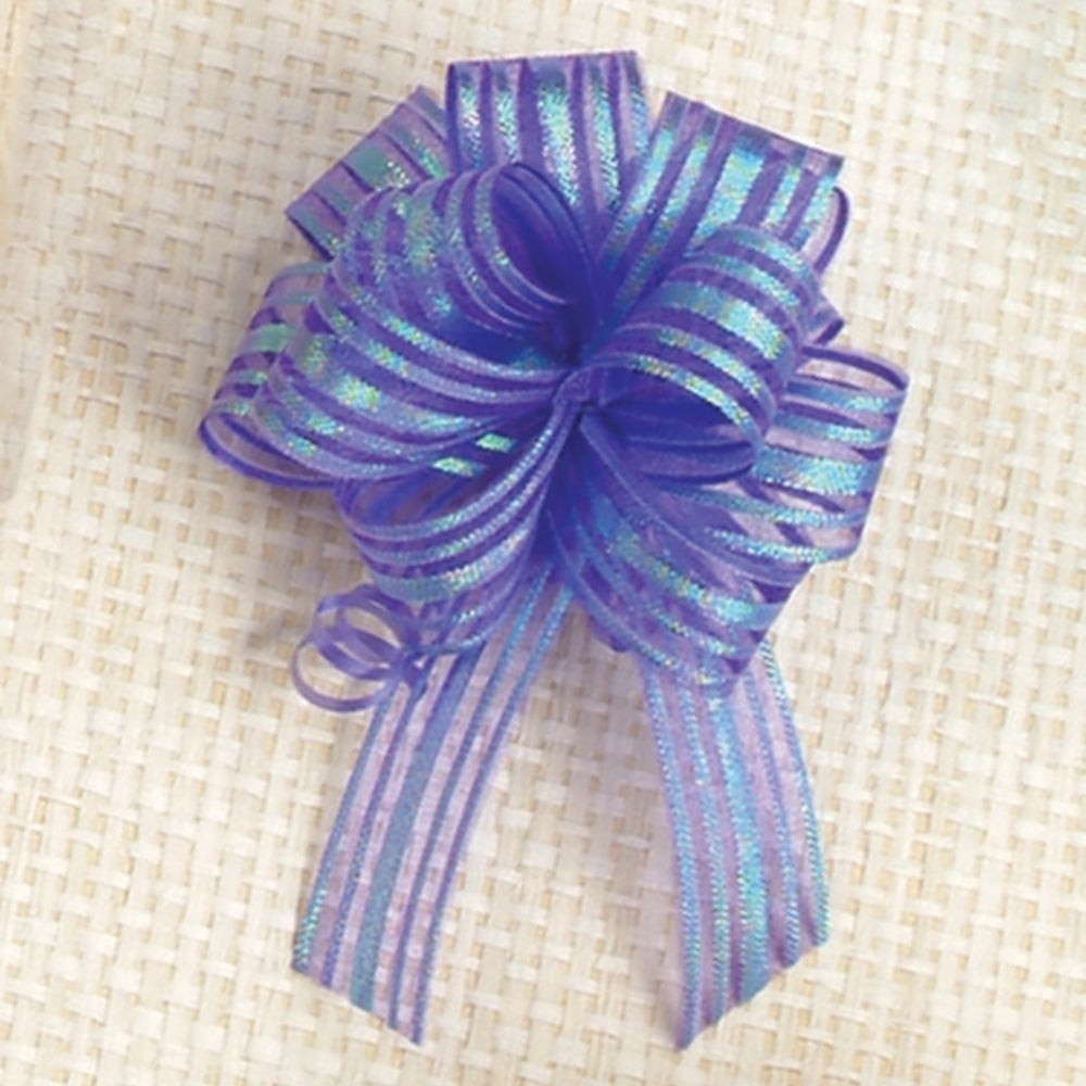 AI-BPF7230PUR Set Of 20 5in(s)D Irridescent Purple Striped Pull Bow