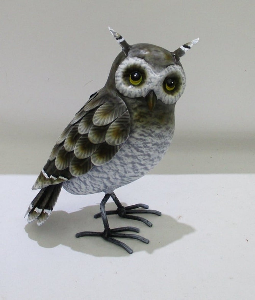 AI-GG9649 Standing Gray Owl Garden Sculpture