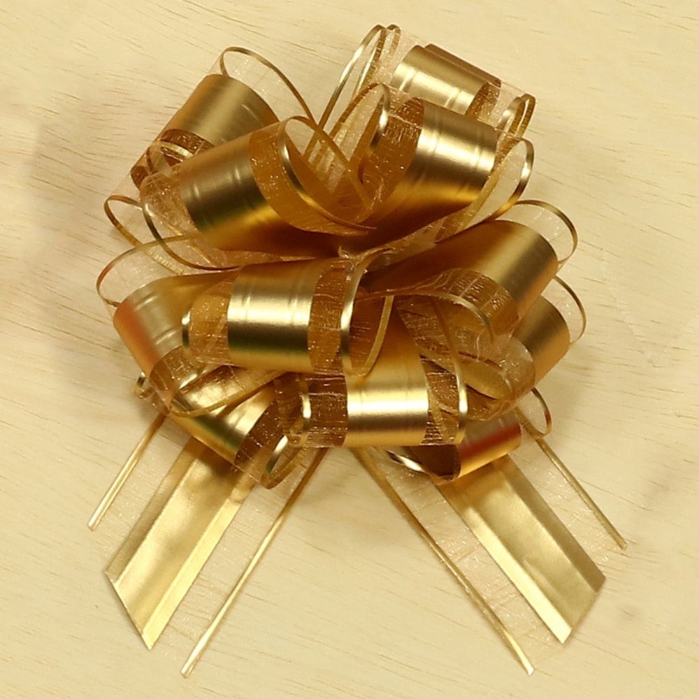 AI-BPF7177GLD Set Of 50 7in(s)D Metallic Gold With Centre Stripe Pull Bow