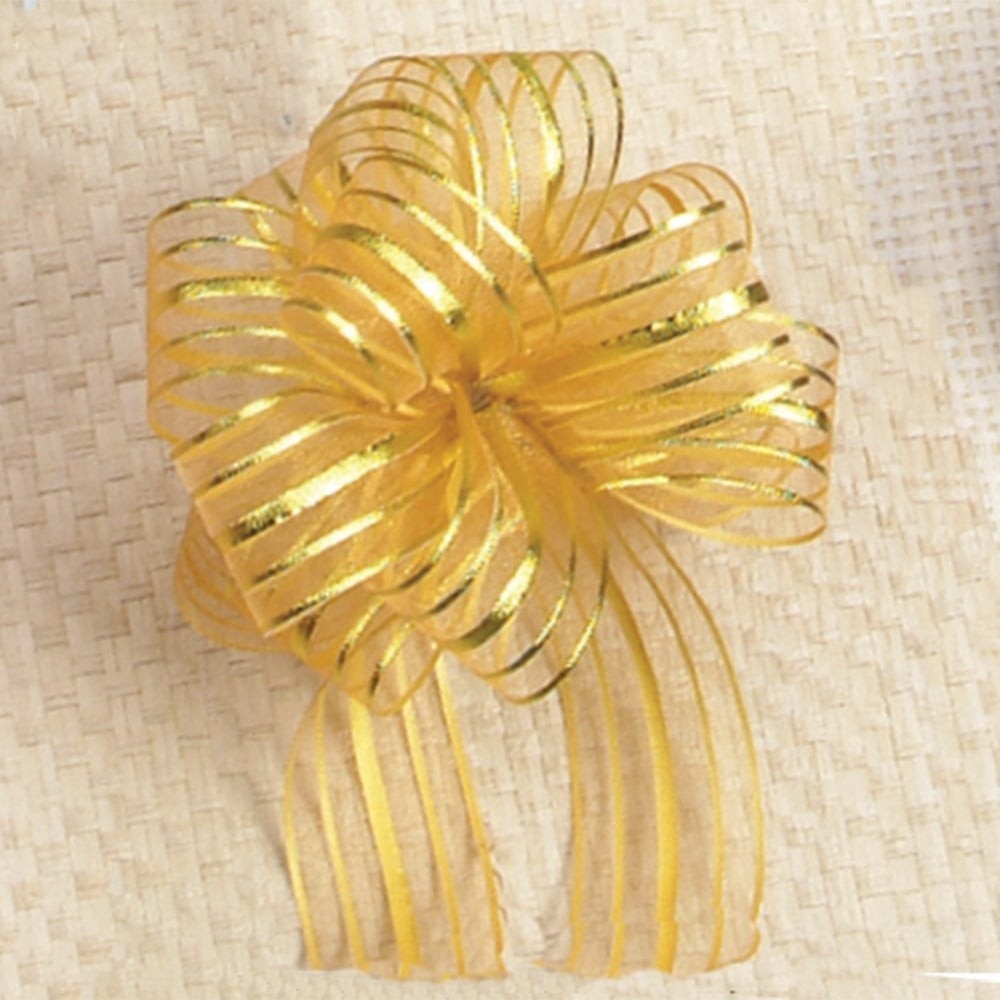 AI-BPF7232GLD Set Of 20 5in(s)D Striped Irridescent Gold Pull Bow