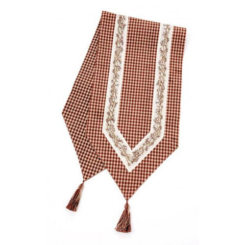 13 x 54 in. Ribbed Table Runner with Tassels, Berryvine Burgundy