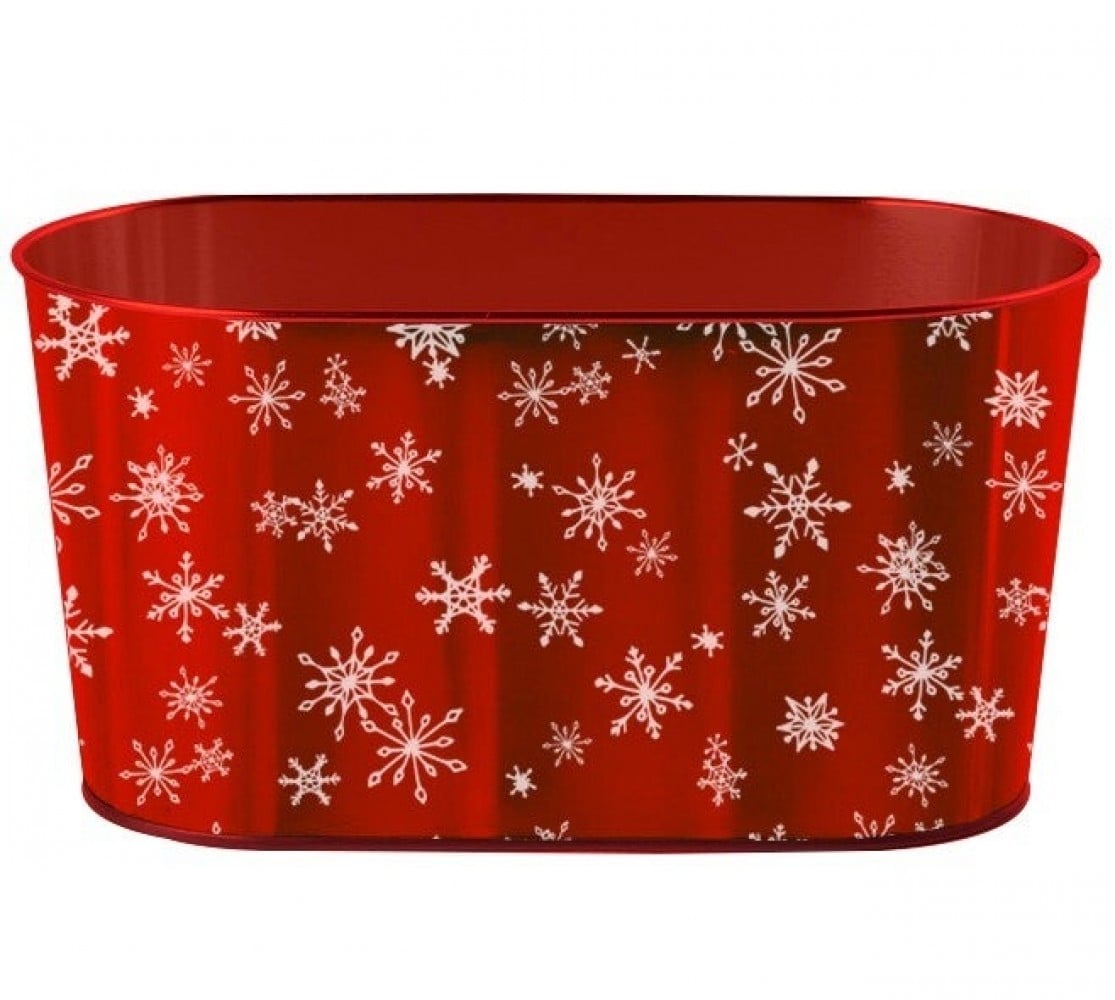 AI-GA3405-1108 Silver Snowflakes On A Shiny Red Printed Bucket