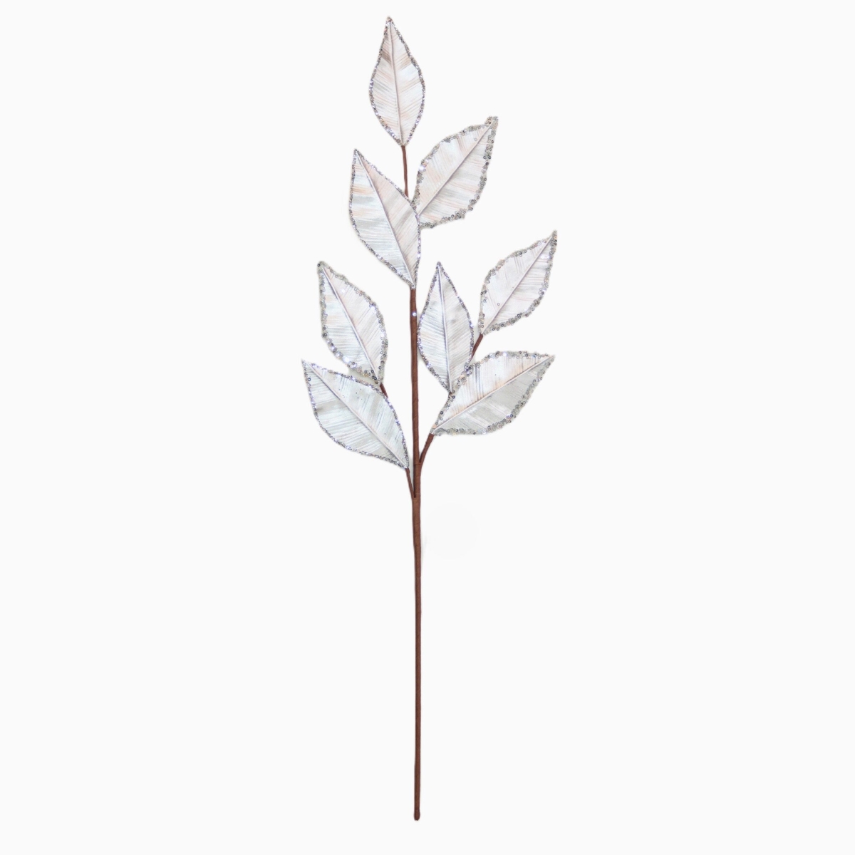 AI-FL7223SI 28.4in(s) Magnolia Leaves Metallic Silver Glitter Pick