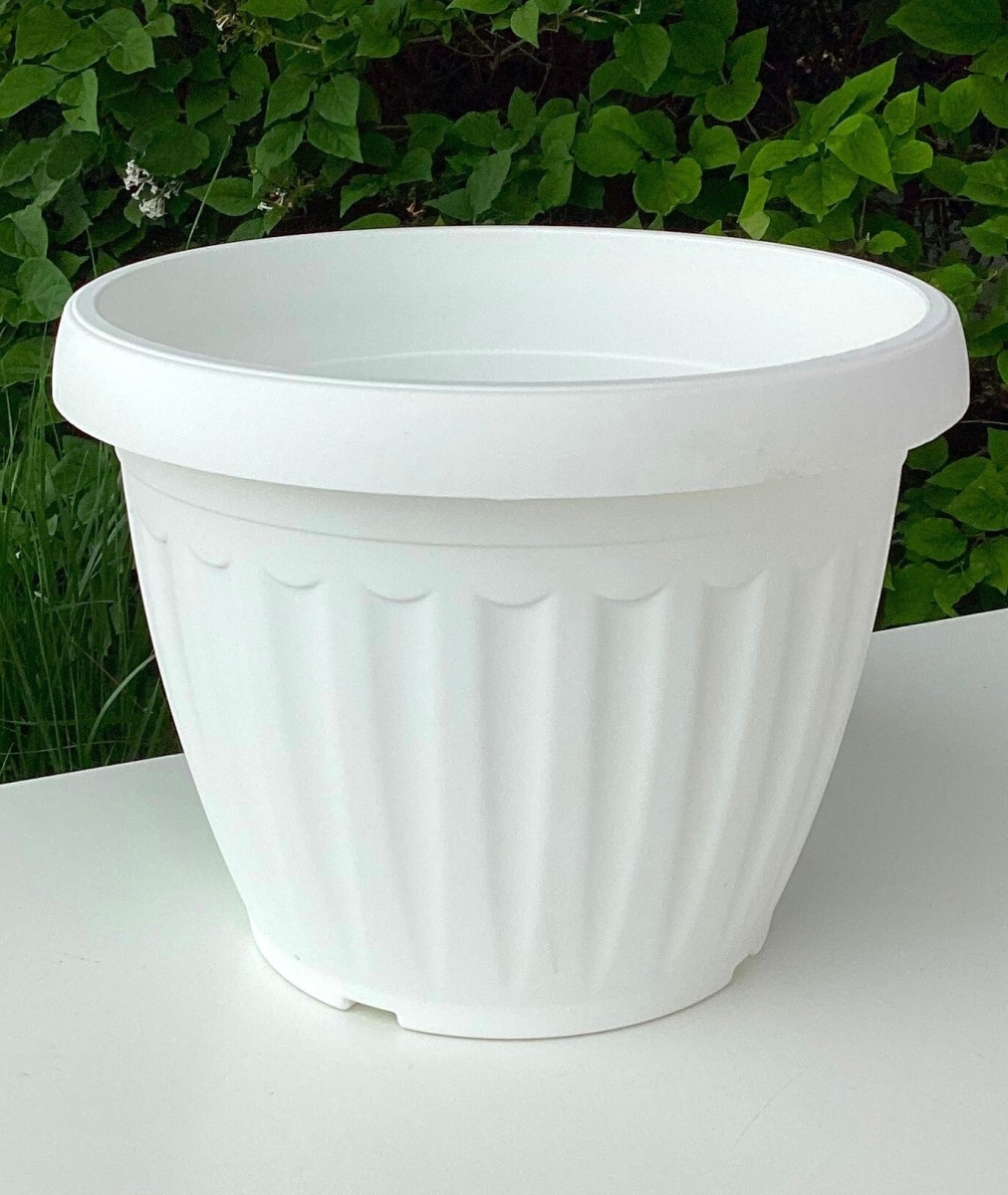AI-N675WH White Campana Plastic Cache Pot Planter