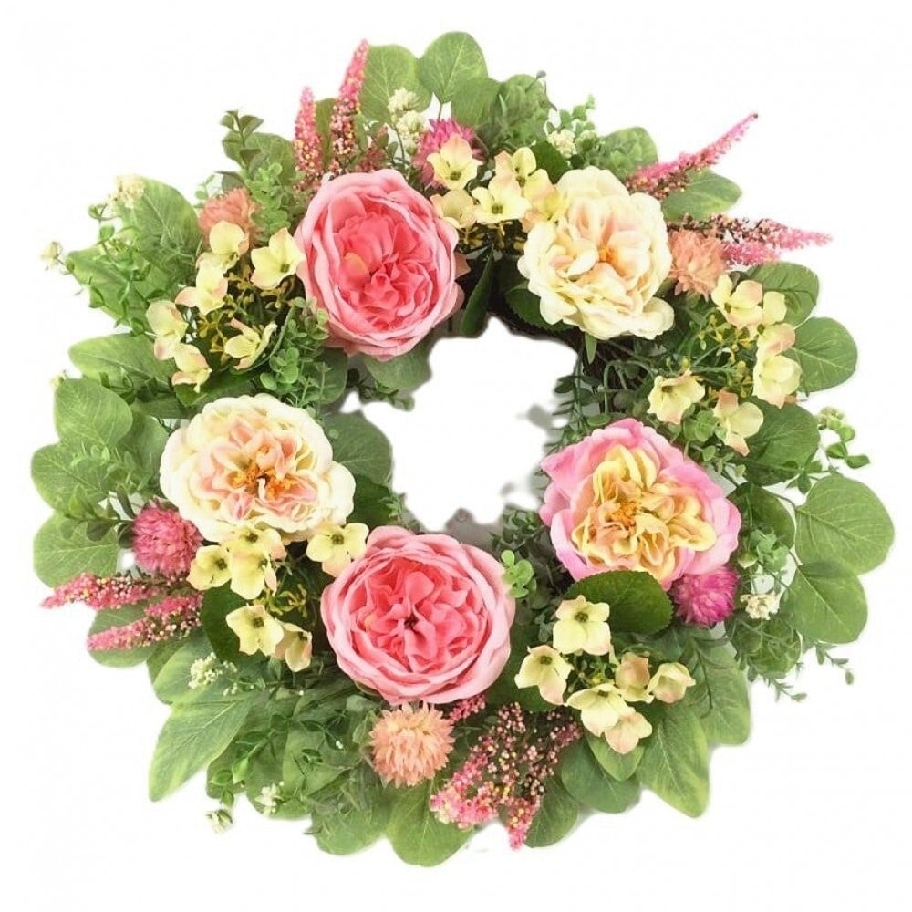 AI-FL7209 Pink And White Peonies With Greenery Wreath