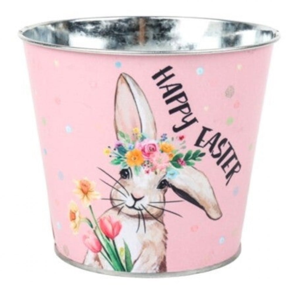 AI-GA3500-511 Happy Easter With A Bunny Holding Flowers Bucket
