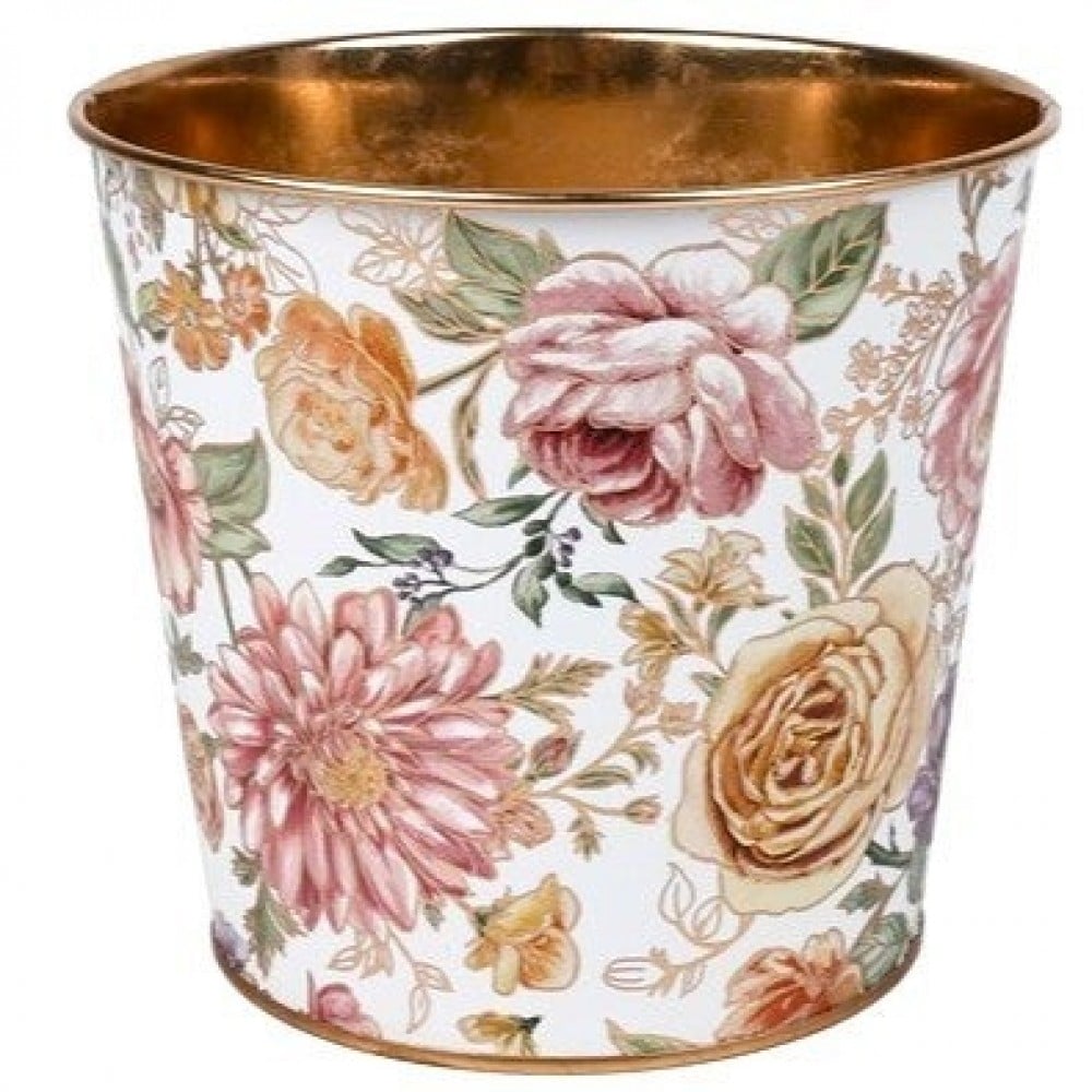 AI-GA3510-661 Victorian Floral Printed Metal Planter