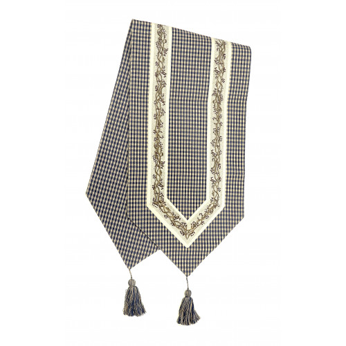13 x 72 in. Ribbed Table Runner with Tassels, Berryvine Navy