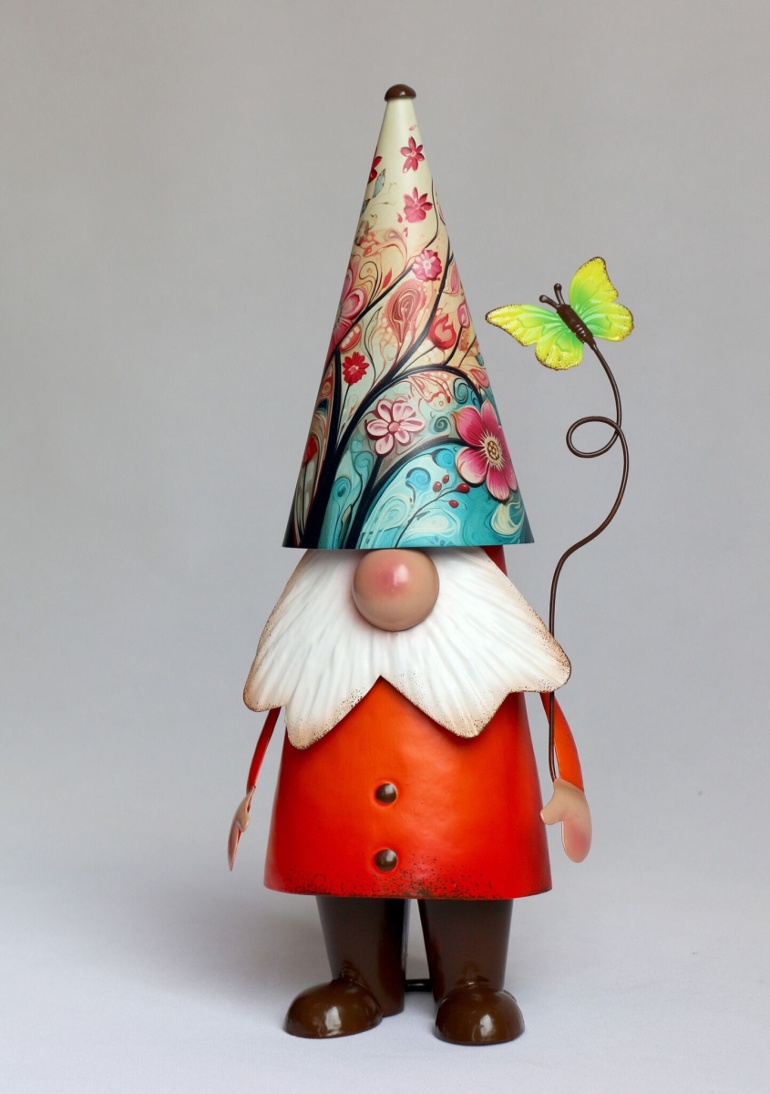AI-GG9640 Gnome Holding A Butterfly Garden Sculpture