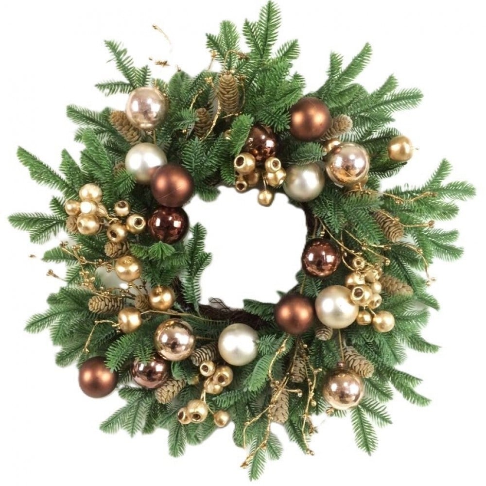 AI-FL7196 Pine Boughs And Berries With Ball Ornaments Wreath
