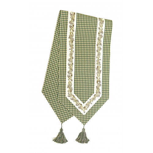 13 x 72 in. Ribbed Table Runner with Tassels, Berryvine Green