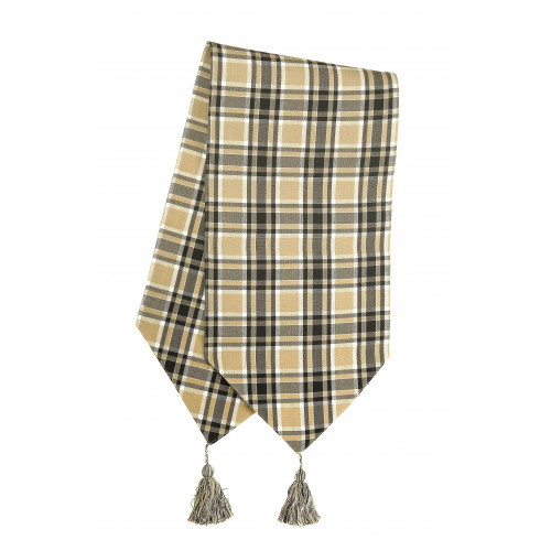 13 x 72 in. Ribbed Table Runner with Tassels, Black Haze