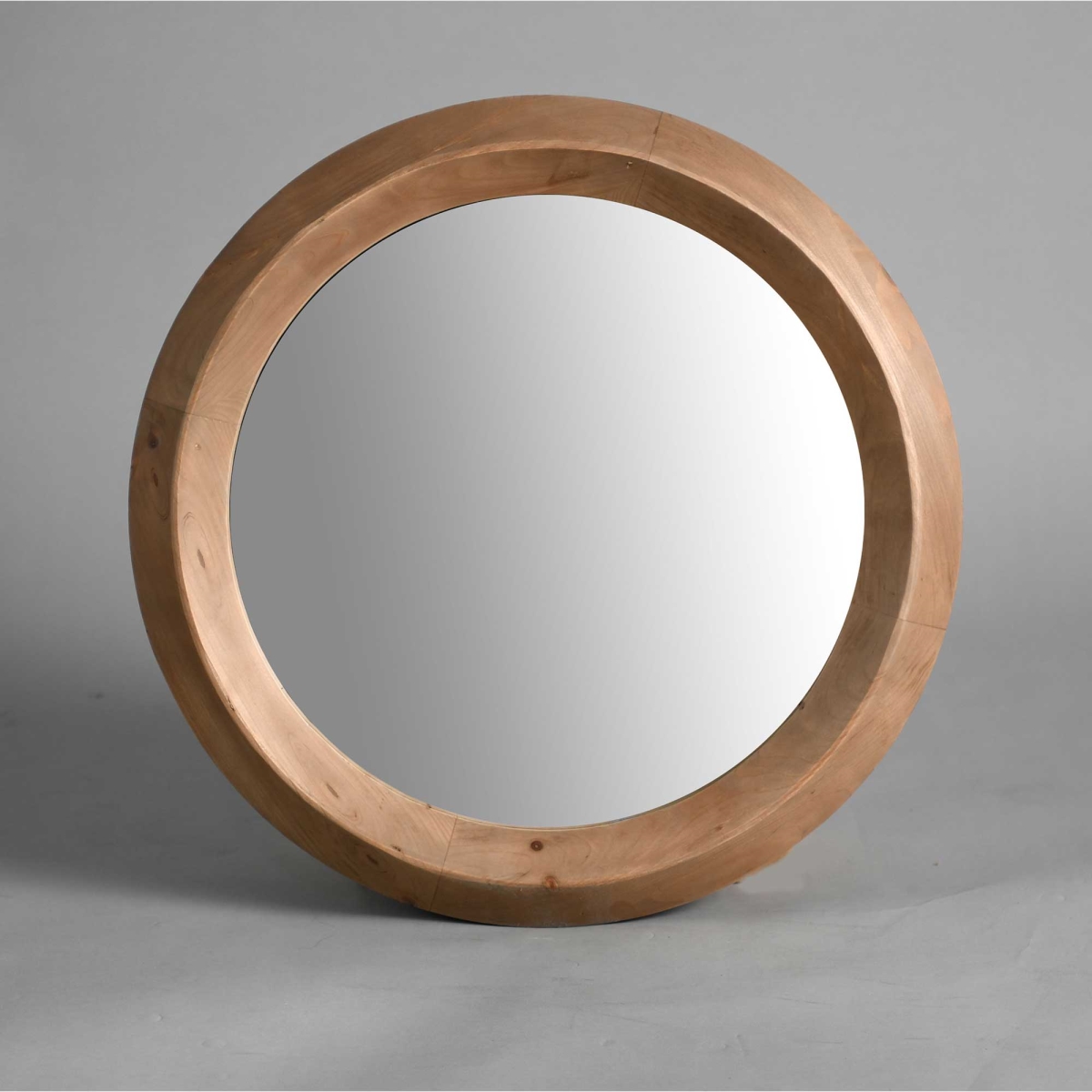 BM-WA3046 Round With Brown Frame Wall Mirror