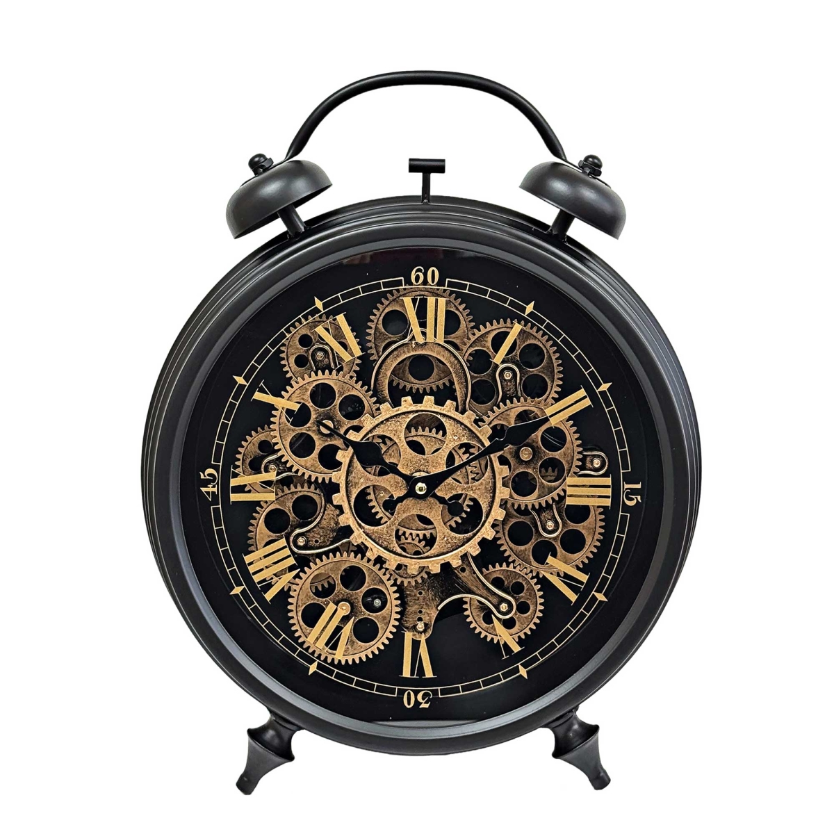 BM-TC3034 Black With Exposed Moving Gears Table Clock