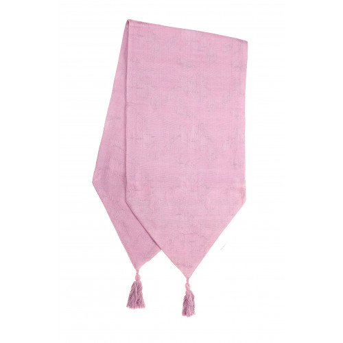 13 x 72 in. Ribbed Table Runner with Tassels, Dusty Rose