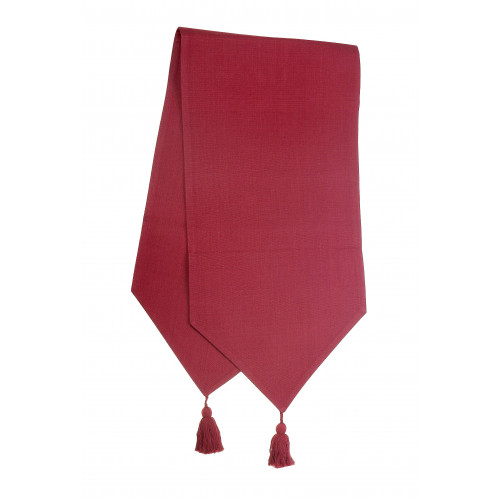 13 x 54 in. Ribbed Table Runner with Tassels, Burgundy