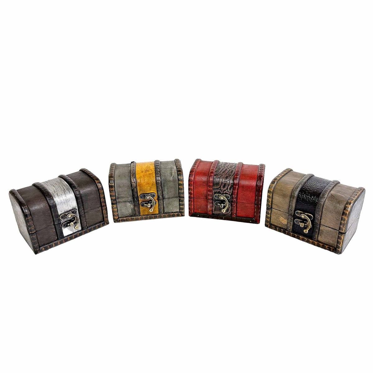 BM-XLG10354 Set Of 4 Assorted Colors Mini Treasure Chest Boxes