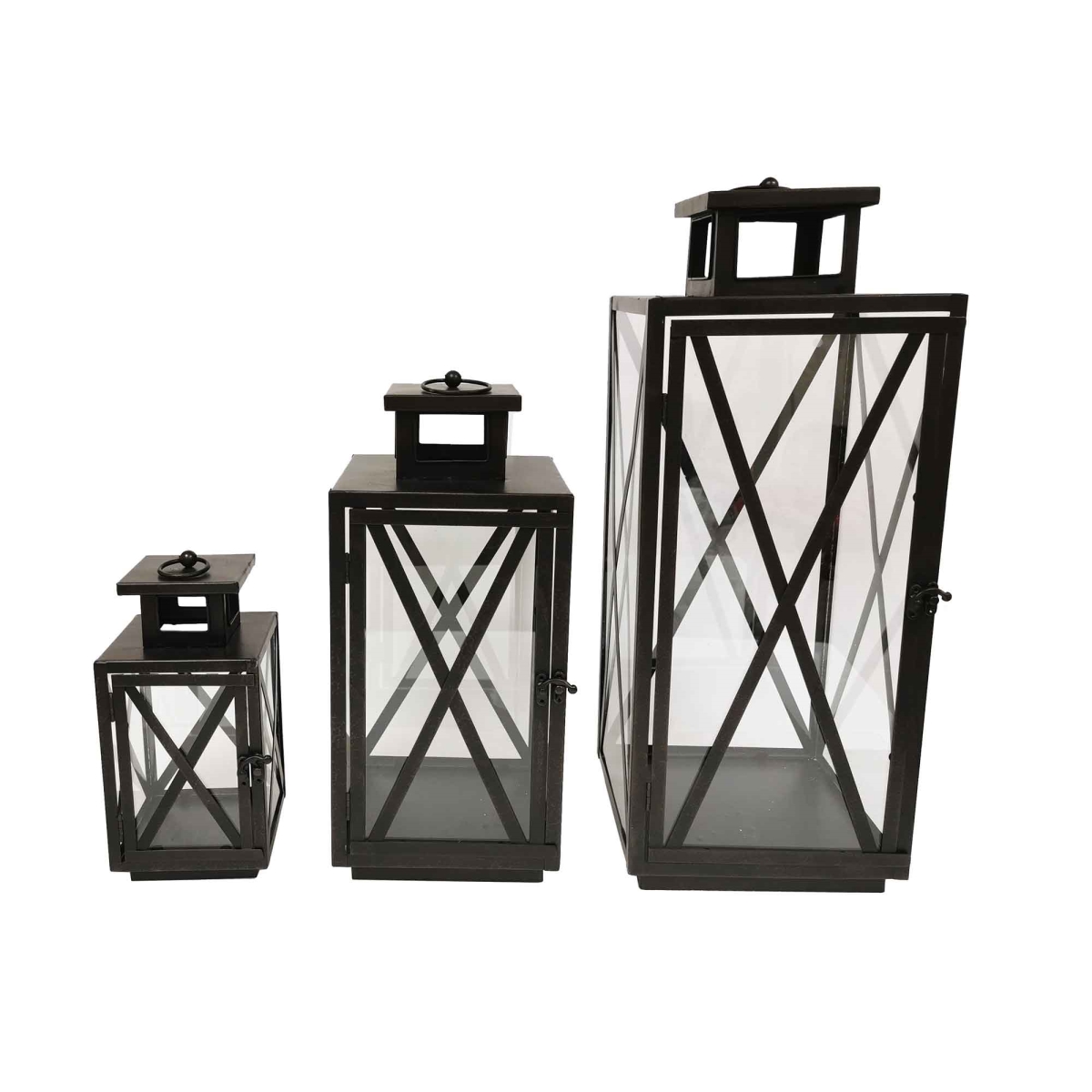 BM-HD3305 Set Of 3 Metal X Frames With Handles Lanterns