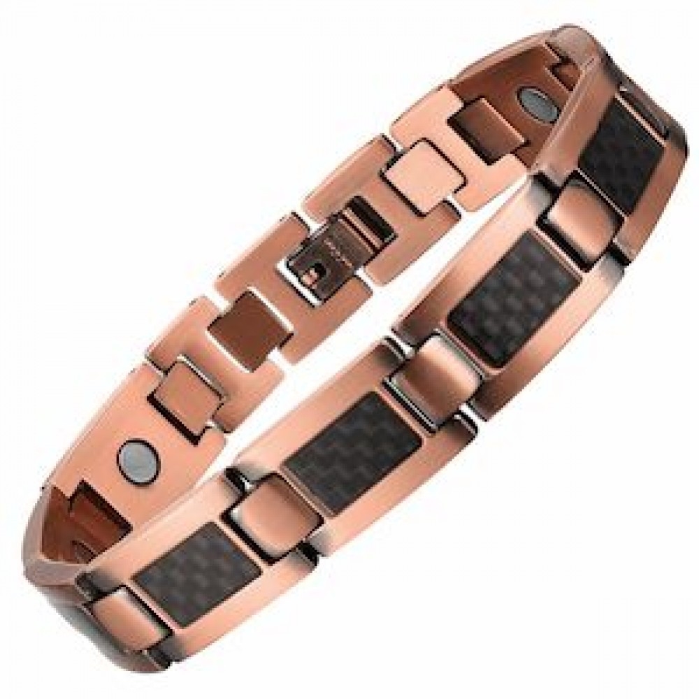 MJ-KSBR133 Black Carbon Fiber Pattern Copper Bracelet