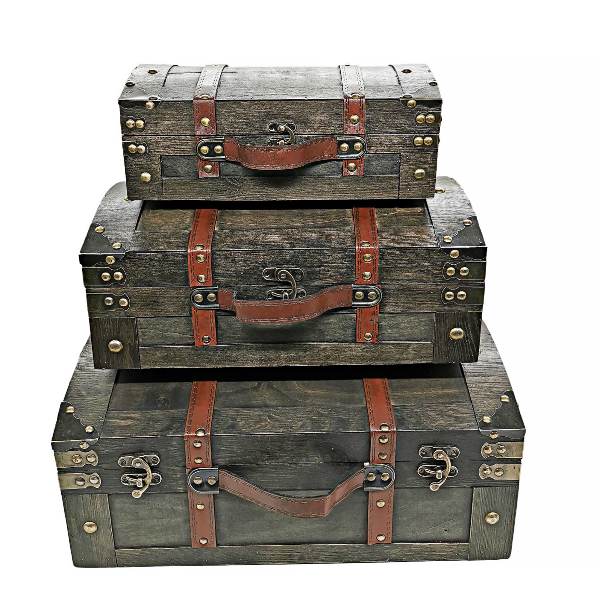 BM-XLG17319 Set Of 3 Dome Suitcases Decorative Trunks
