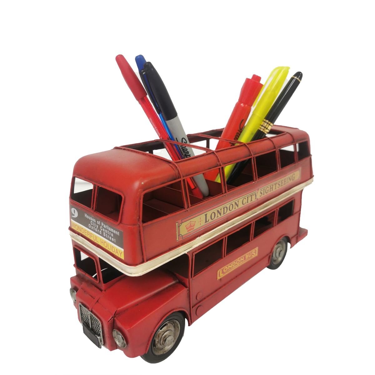 BM-RD2009 Double Decker Bus Pen Holder Figurine