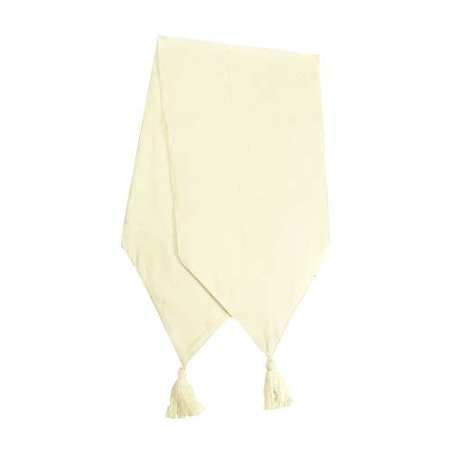 13 x 72 in. Ribbed Table Runner with Tassels, Natural & Ecru