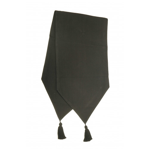 13 x 54 in. Ribbed Table Runner with Tassels, Black